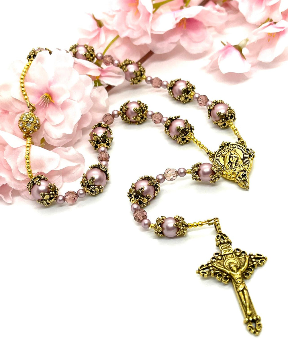 Swarovski Crystal Immaculate Heart of Mary One Decade Heirloom Rosary ...