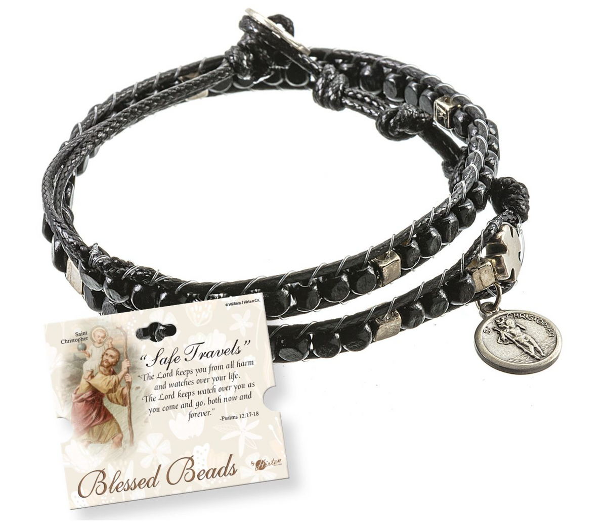 Corded Rosary Bracelet featuring Cross Medals with Saint Christopher M