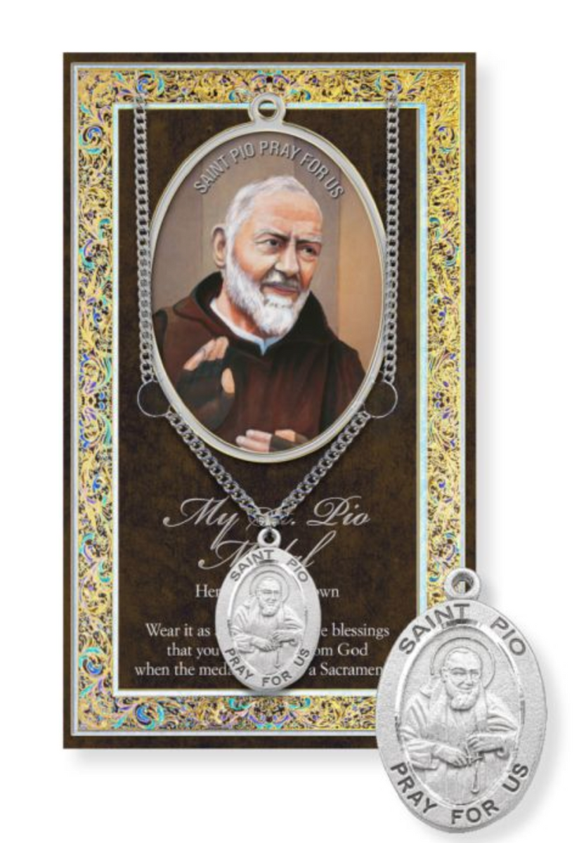 Saint Pio Biography and Picture Folder with Medal and Chain – Celtic ...