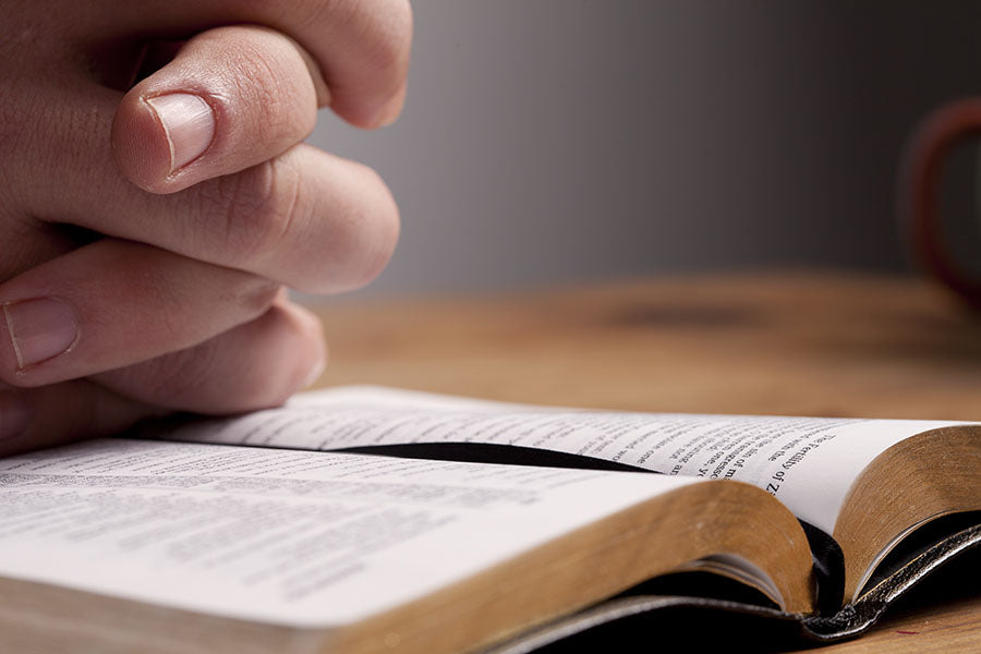 praying hands on bible