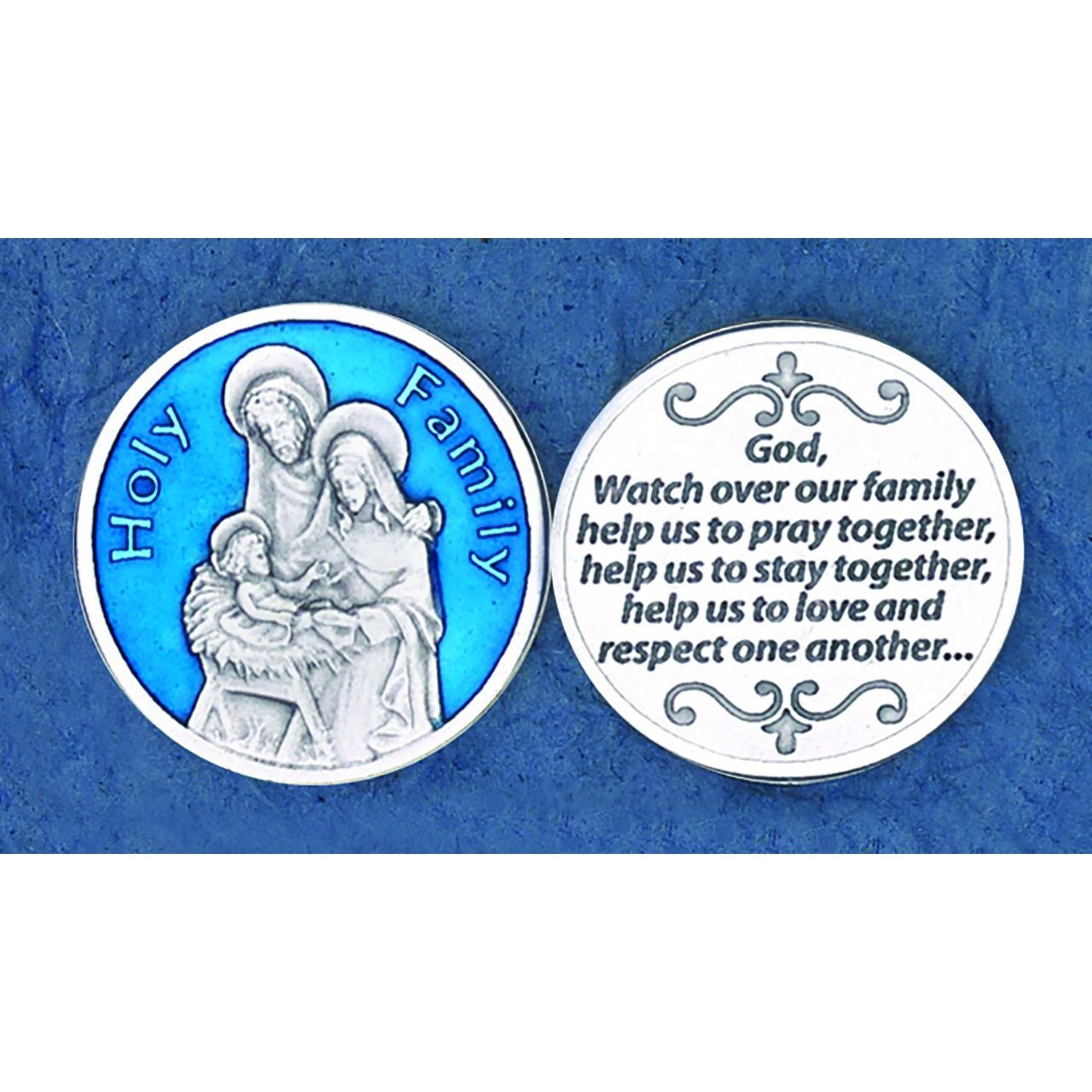 Catholic Tokens Blue Enameled Holy Family Pocket Token with Prayer – Celtic Cove ...