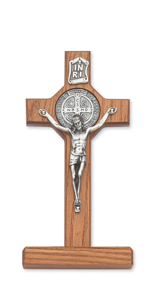 6" Walnut Standing St Benedict Crucifix
