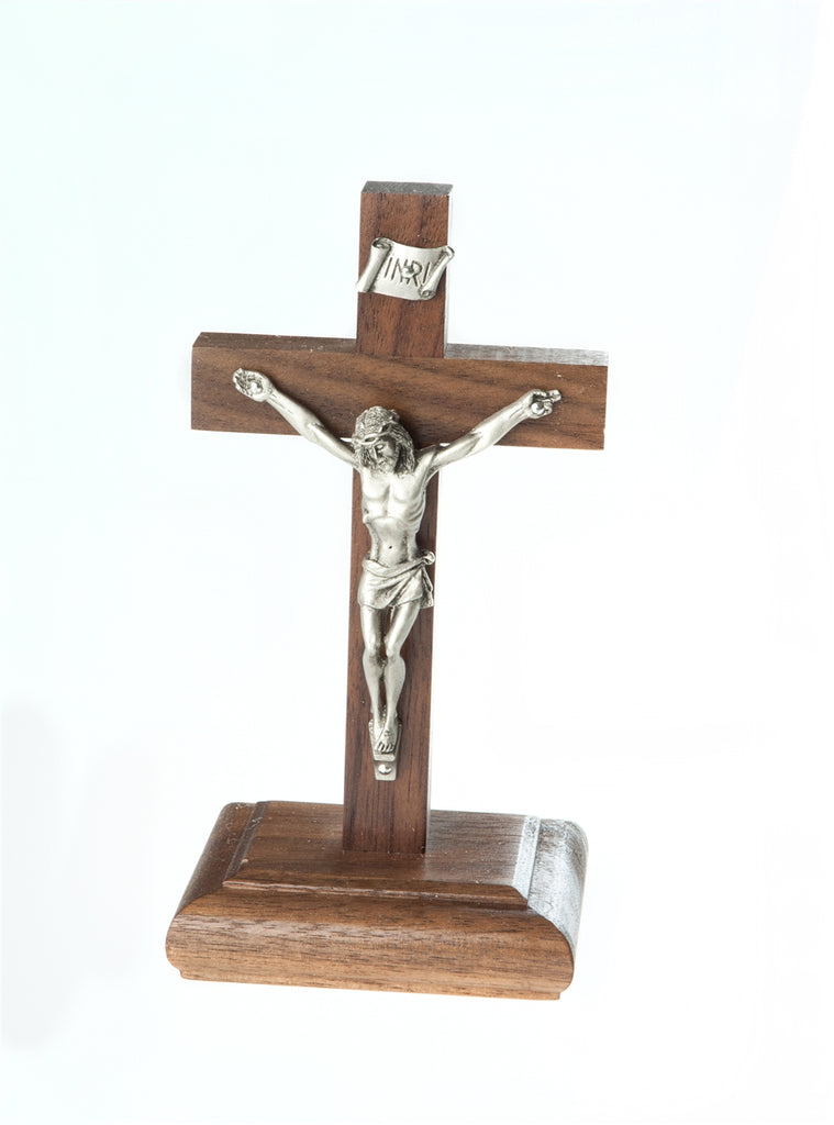 Walnut Standing Crucifix, 6”