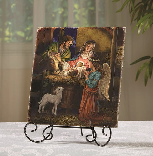 Marco Sevelli Tile Plaque Away In A Manger