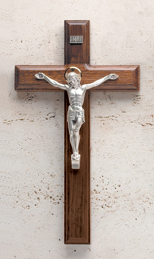 11” Walnut Crucifix with Beveled Edges