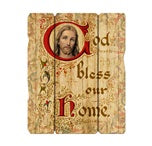 God Bless Our Home 7 1/2 x 9 inch Vintage Plaque with Hanger