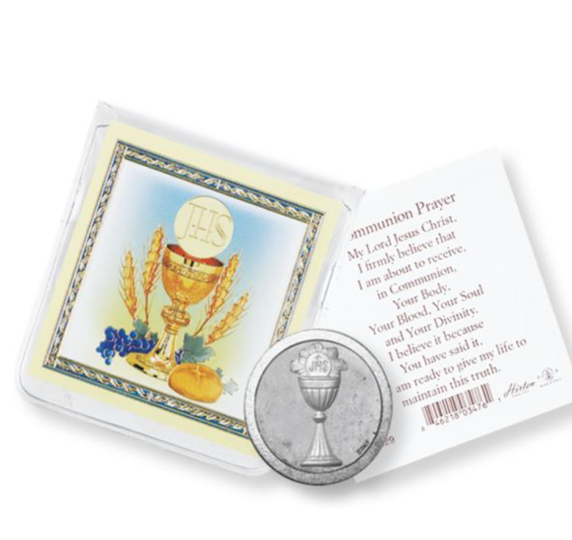 First Communion Pocket Coin With Holy Card In Clear Pouch – Celtic Cove ...
