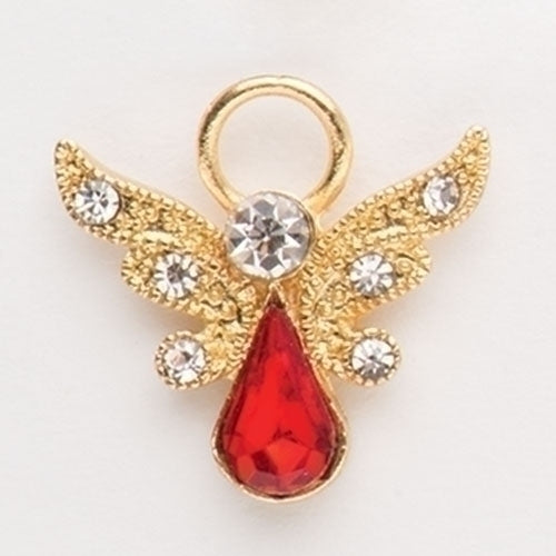 Birthstone Angel Pin with Crystal Wings, July