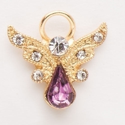 Birthstone Angel Pin with Crystal Wings, June