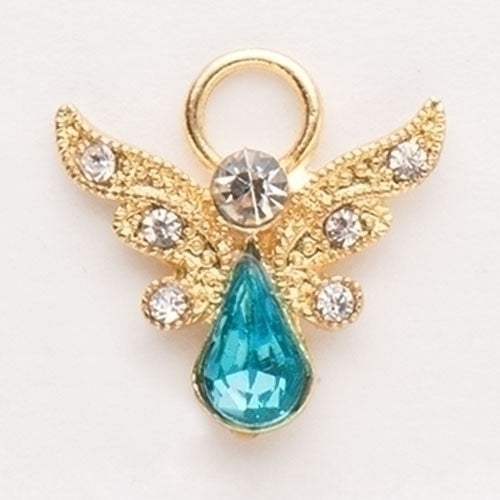 Birthstone Angel Pin with Crystal Wings, March