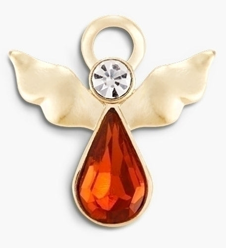 Birthstone Angel Pin, Teardrop with Gold Wings, November