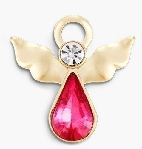 Birthstone Angel Pin, Teardrop with Gold Wings, October