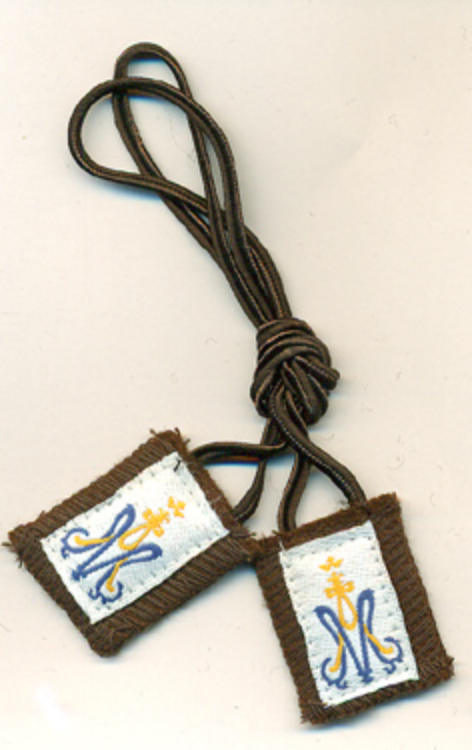 Children's brown scapular with brown cord