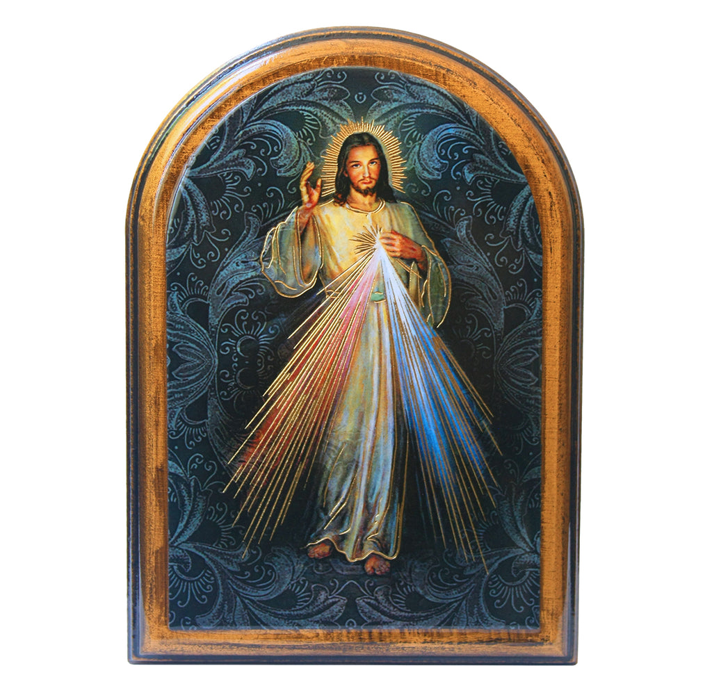 Divine Mercy arched wooden plaque