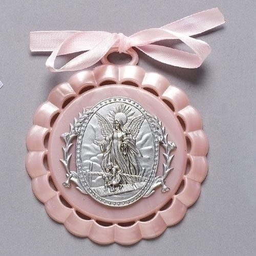 My Guardian Angel Cradle Medal, Pink