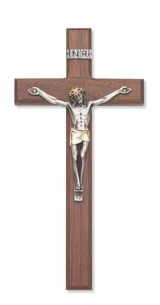 10 inch walnut crucifix with two tone corpus