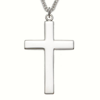 Sterling Silver Cross Necklace with Our Father Prayer on back of Cross, 24" Chain